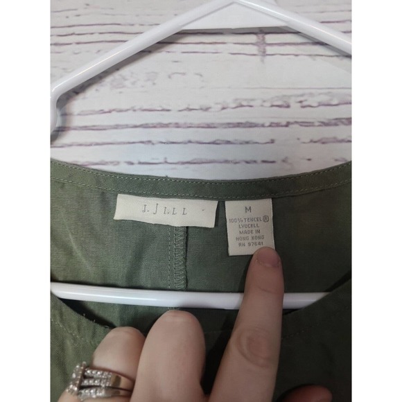 J. Jill Green Pocket 100% Tencel Long Sleeve Maxi Dress Womans Size Medium - Picture 5 of 5